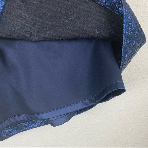 Milly | Blue Jacquard Lined Back Zip Sleeveless Mini Dress 6 - Picture 5 of 9